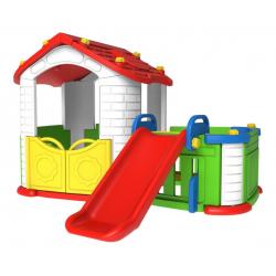 Vaikiška žaidimų aikštelė  3*1 su raudonu stogu